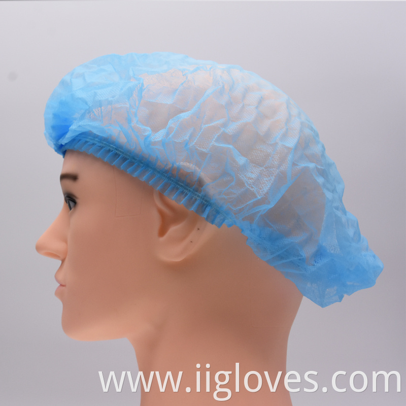 Disposable Medical Non woven strip cap bouffant head cover Hair Net surgical doctor nurse hat Round mob cap